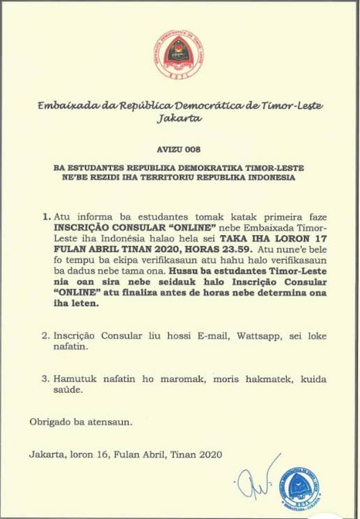 Primeira fase de inscrição consular de timorenses na Indonésia termina hoje