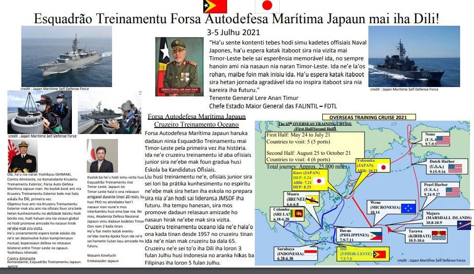 Esquadrão de treino da força de autodefesa marítima do Japão chegará amanhã a Díli