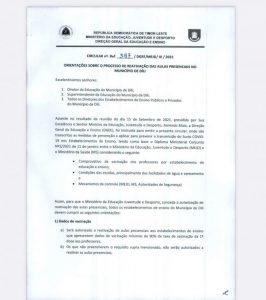 Aulas presencias recomeçam amanhã nas escolas de Díli que cumpram requisitos
