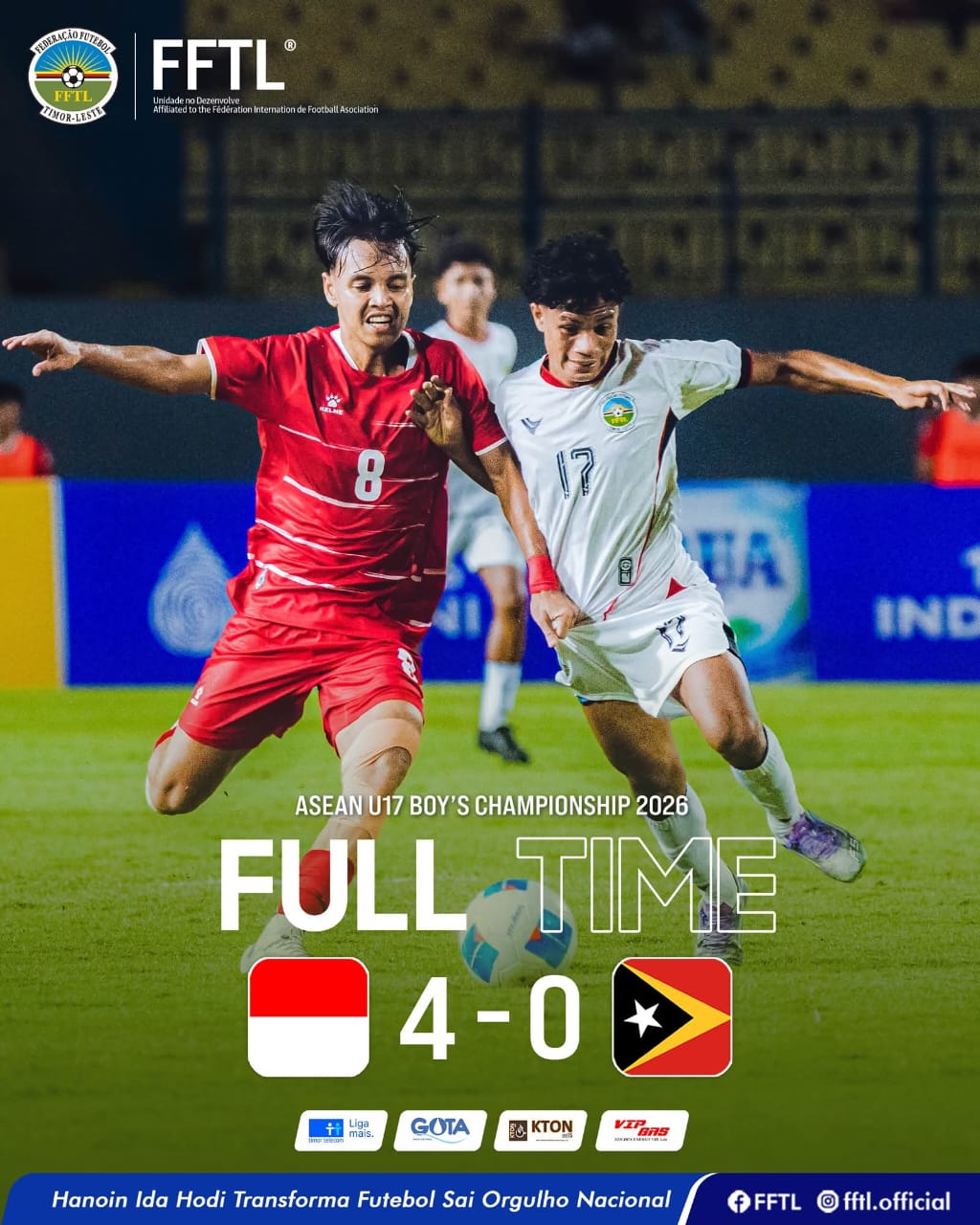 Seleção nacional de futebol sub-17 perde com a Indonésia por 4-0