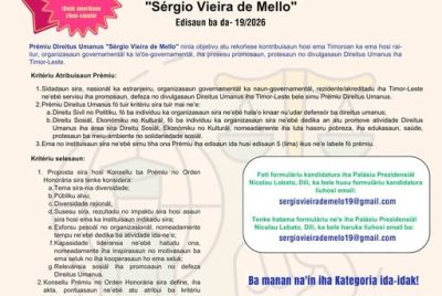 Aberta 19.ª edição do Prémio de Direitos Humanos ‘Sérgio Vieira de Mello’